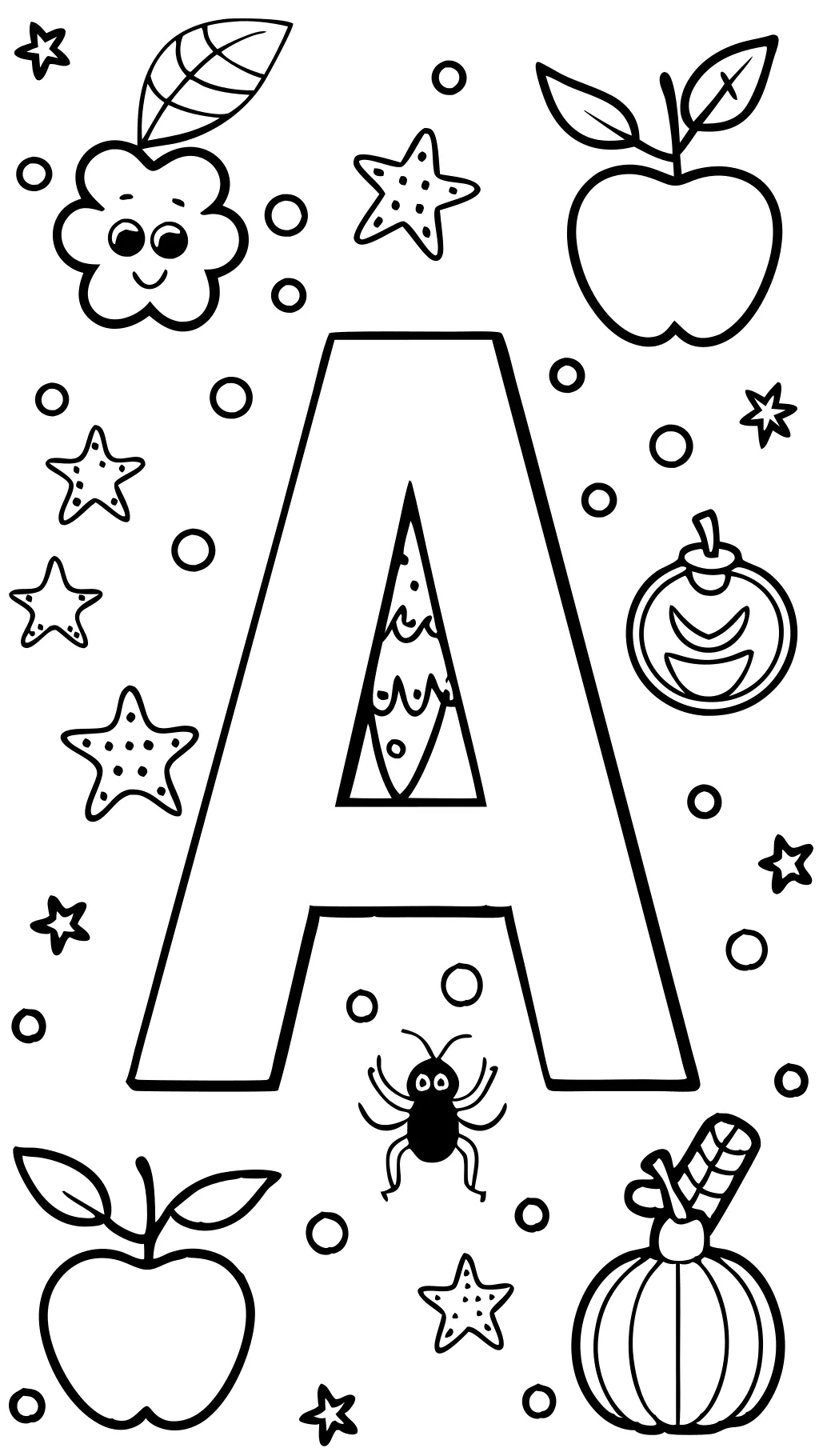 Lettre de l’alphabet A coloriage pages